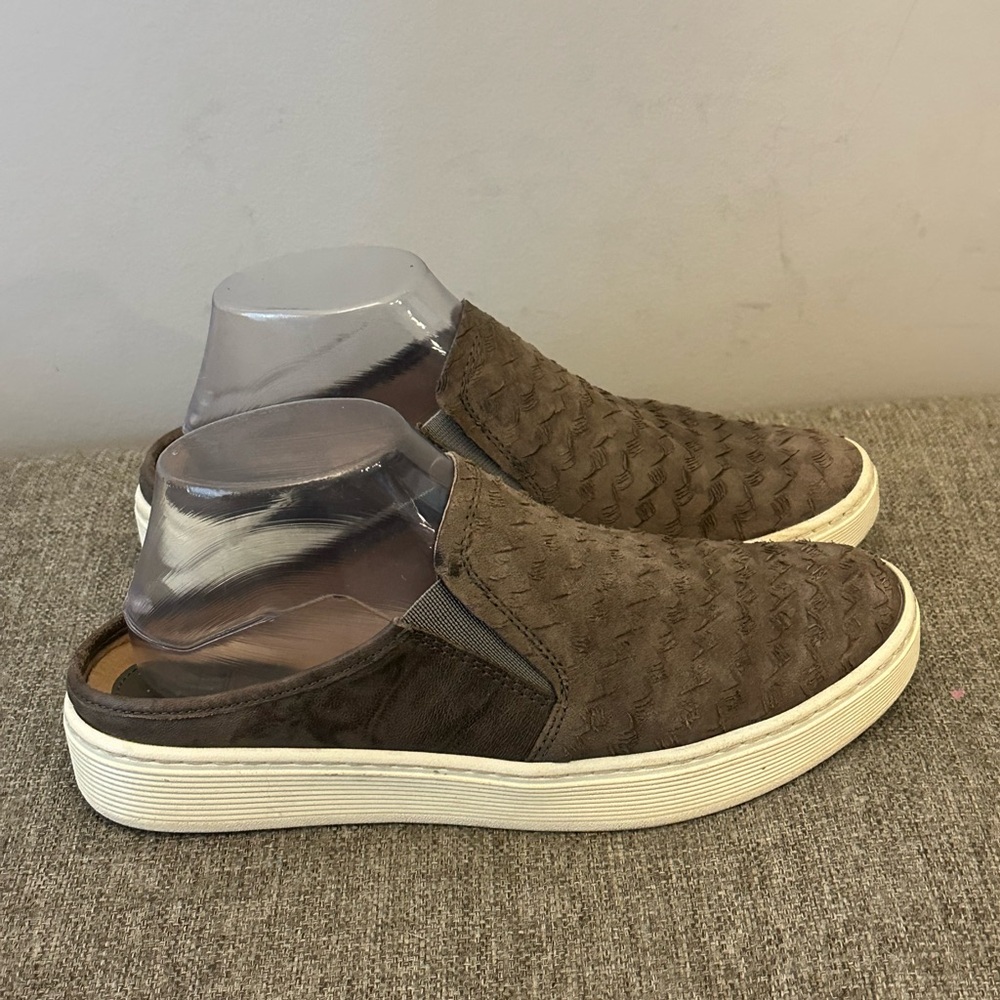 Sofft Brown Slip-On Mule Sneakers with White Soles